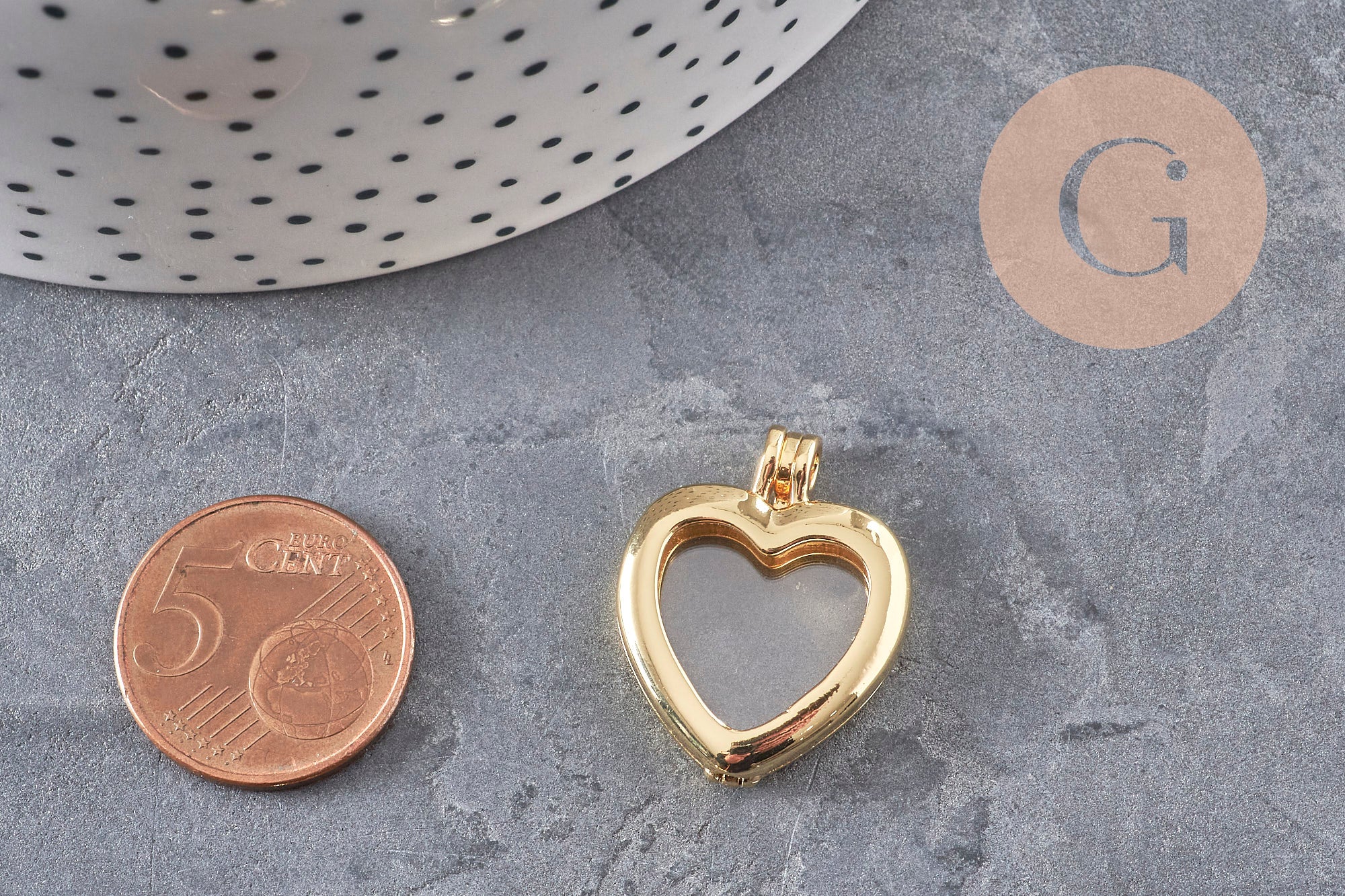 Gingerlily G11141 pendentif locket cœur doré 26mm à remplir