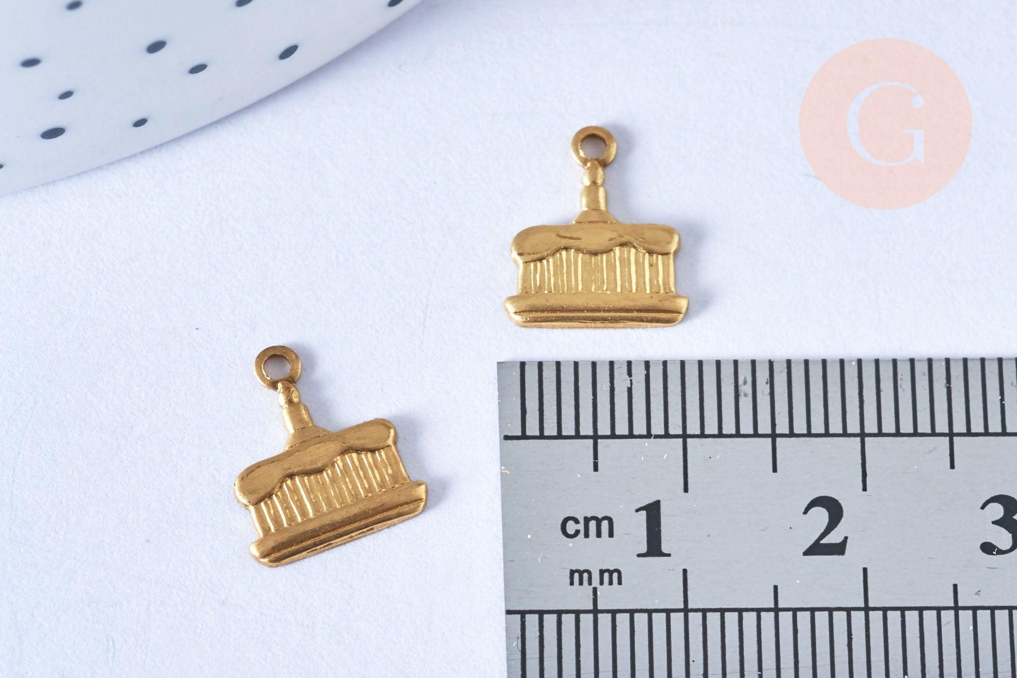 Gingerlily Perles G6515 breloque gâteau laiton brut 10mm x2