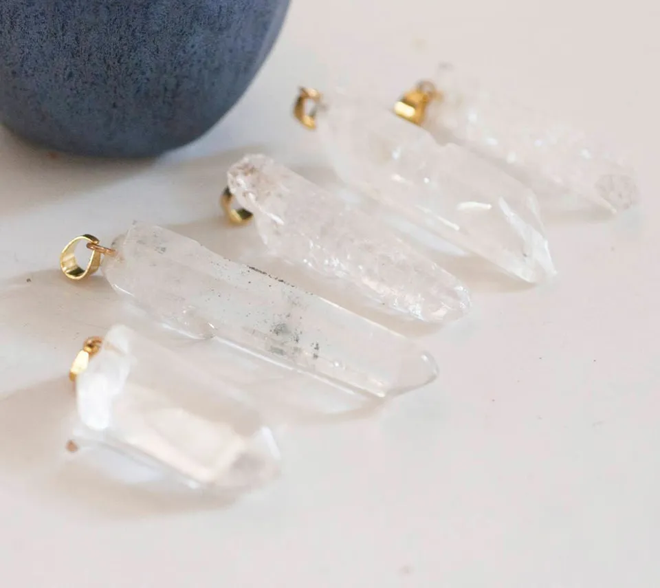Gingerlily Pendentif pointe G2803 cristal craquelé transparent doré