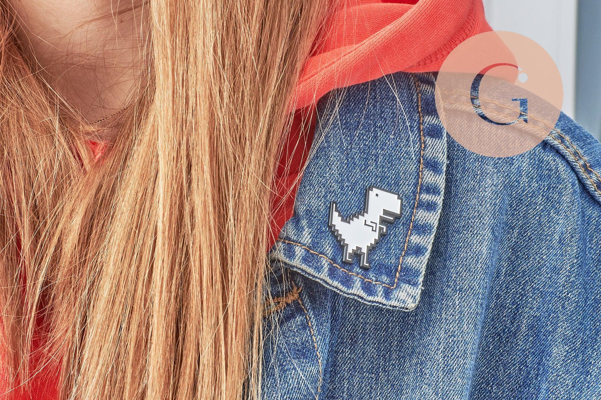 Gingerlily Broches pin's G9741 pin's dinosaure pixel doré 33mm