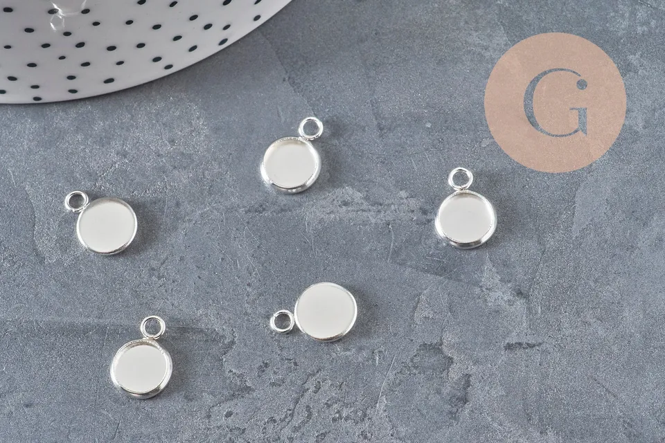 Gingerlily Pendentifs Cabochon G11192 support acier 8mm
