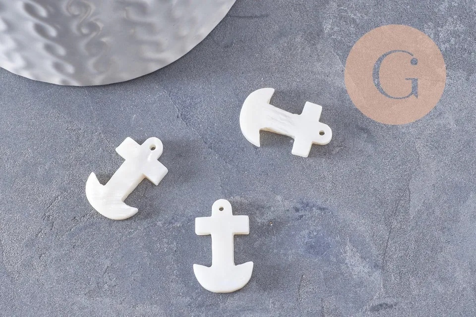 Gingerlily pendentif ancre G10022 nacre blanche lot de 2