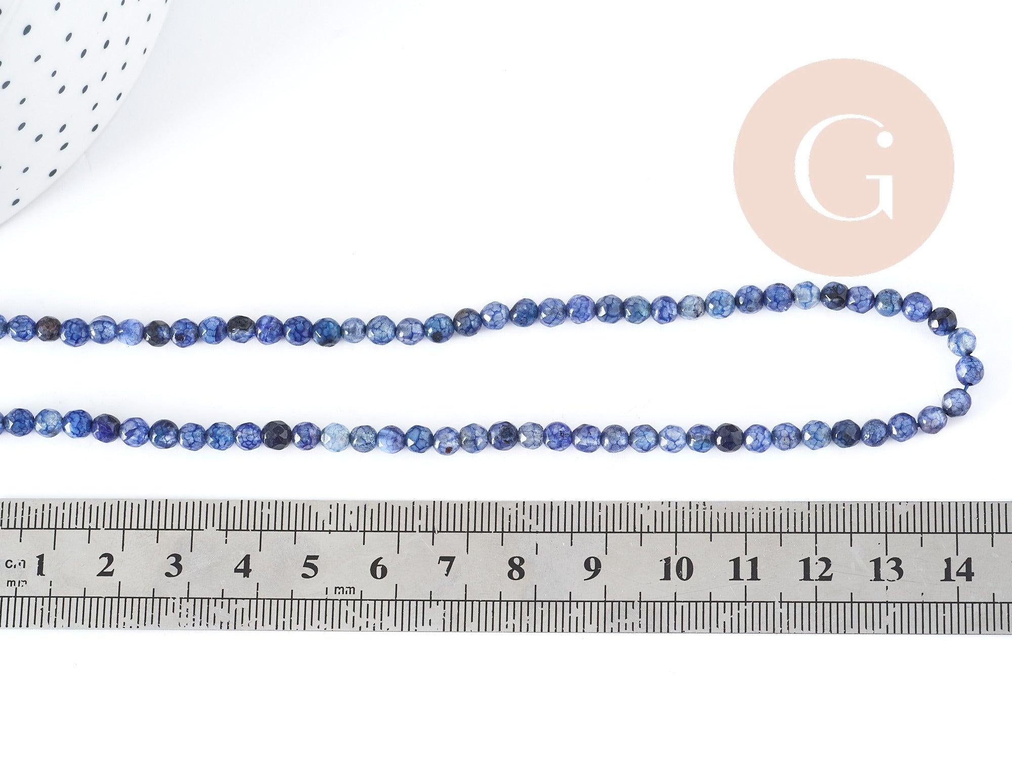 Gingerlily agate G8978 perles pierre bleue 4 mm fil 37 cm