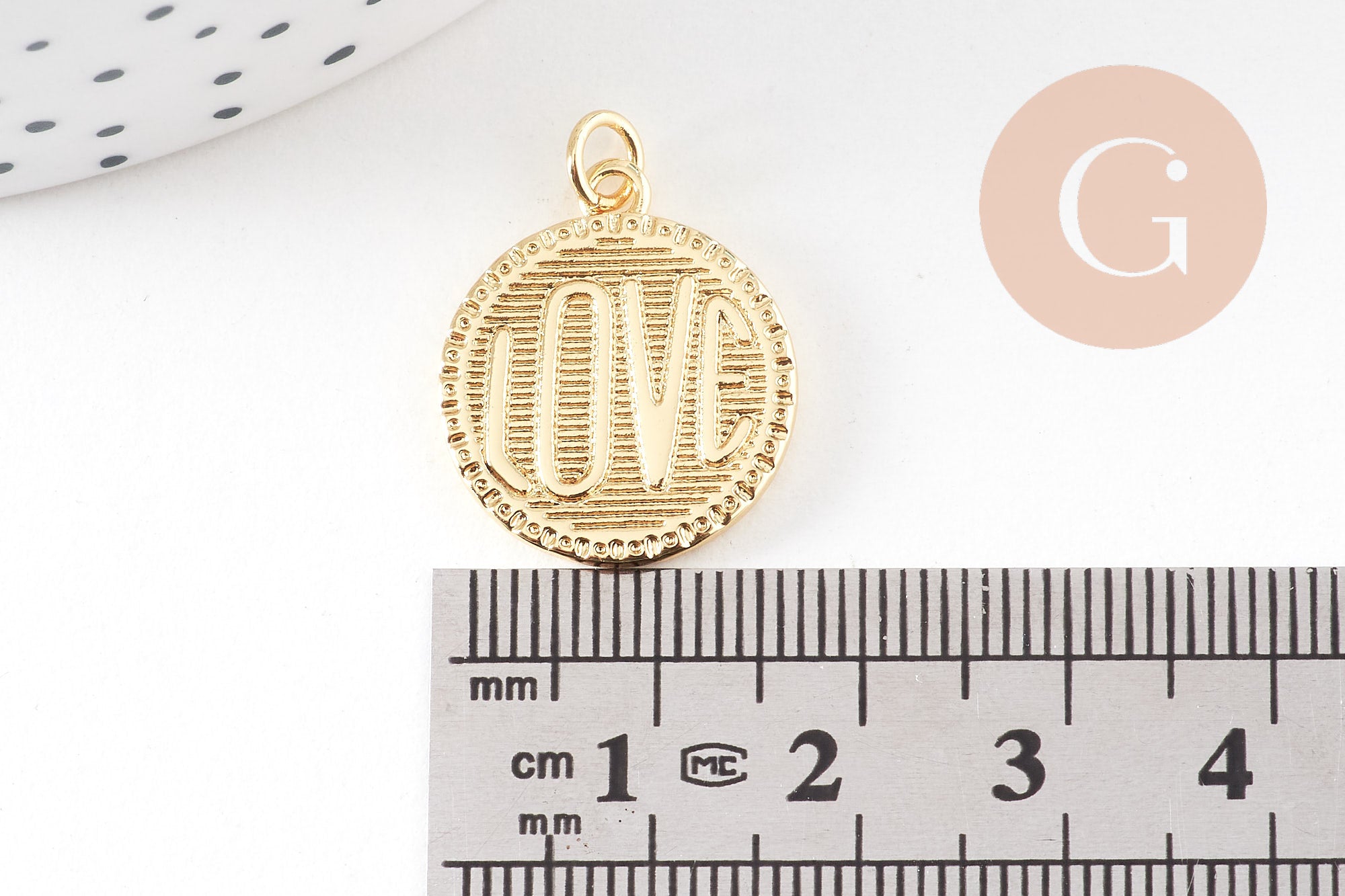 Gingerlily Pendentifs G10814 médaille LOVE laiton doré 20,5mm x1