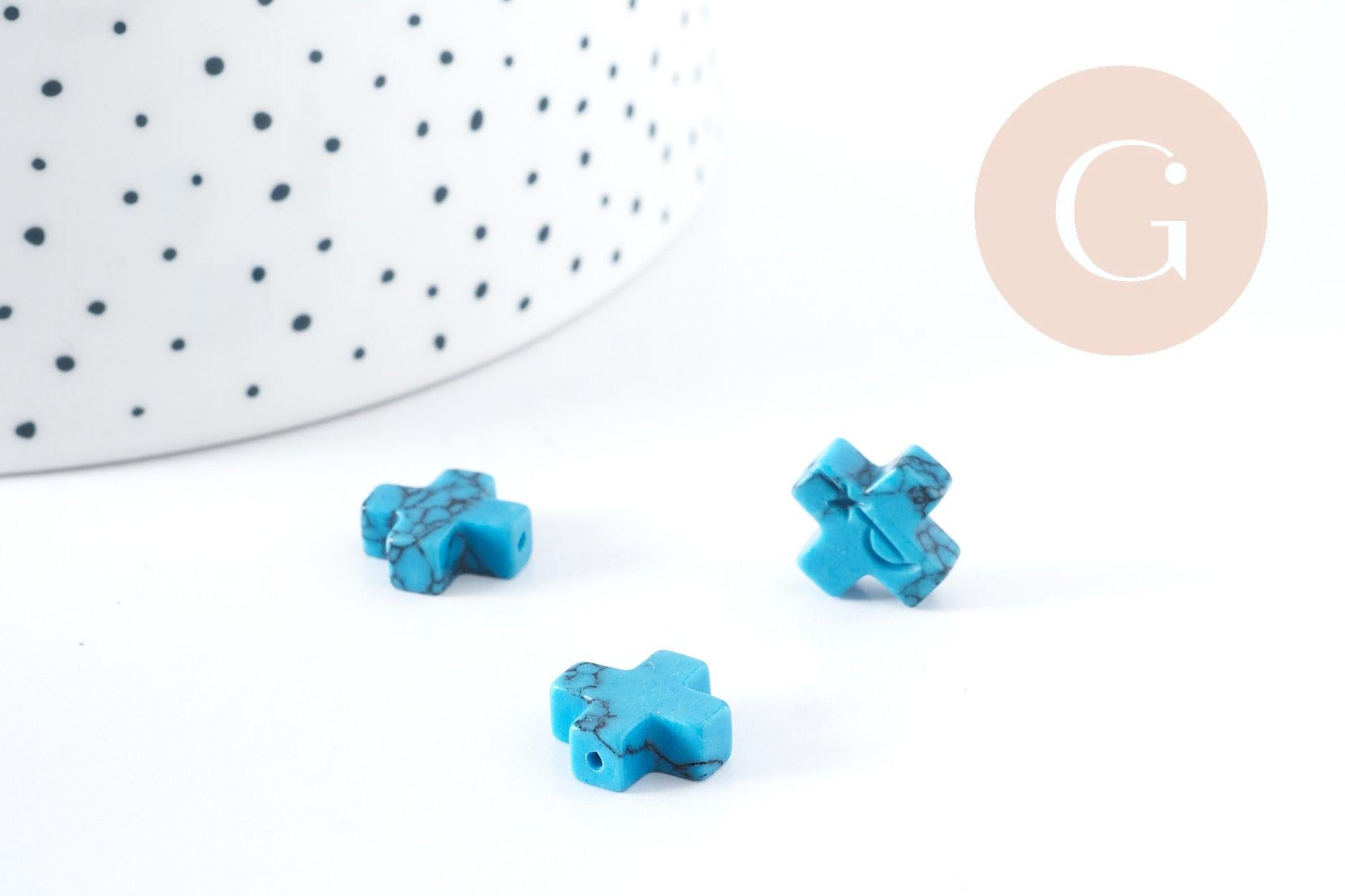 Gingerlily Perles G8278 5 perles croix howlite turquoise 12mm