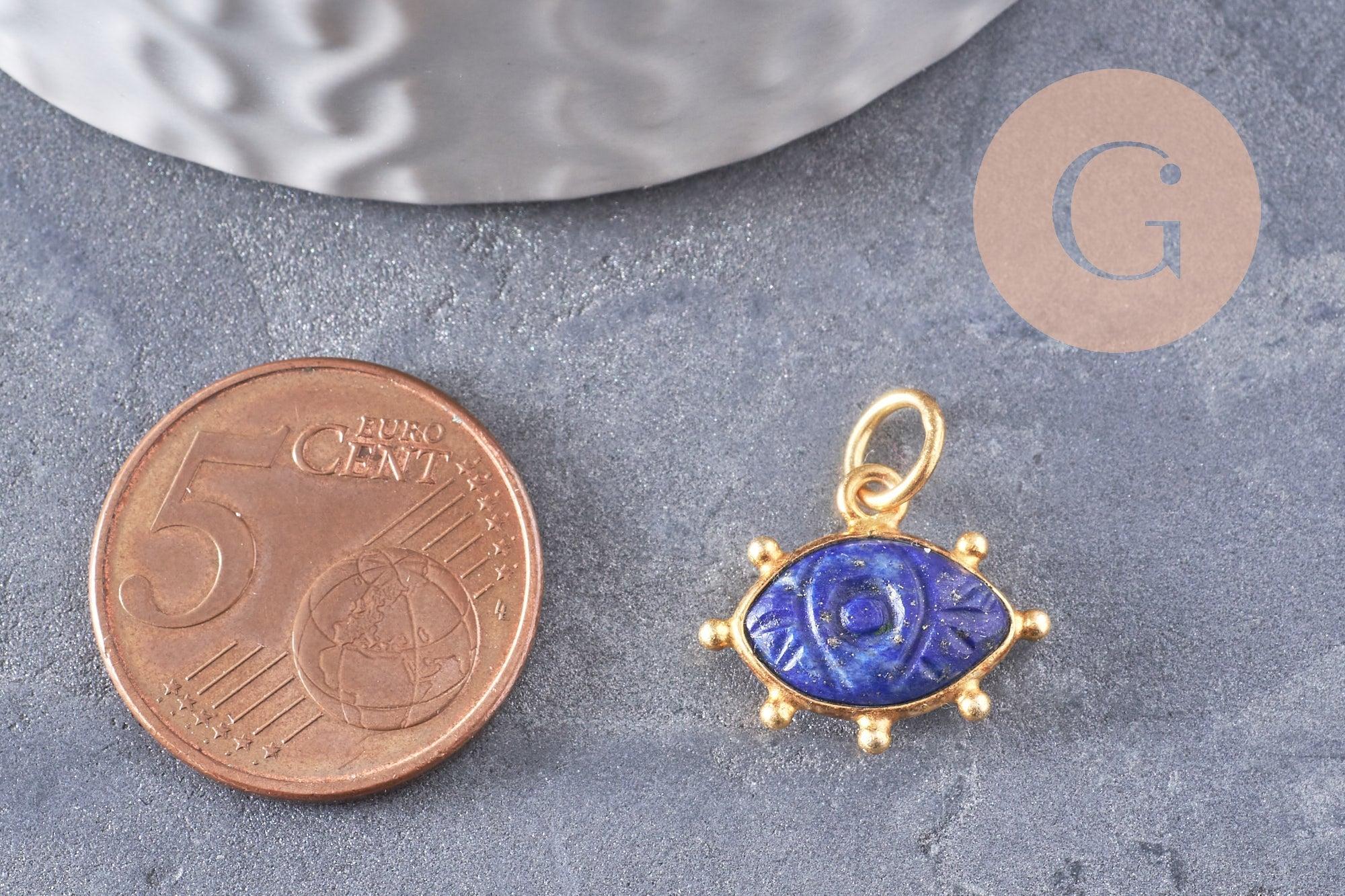 Gingerlily Pendentif DIY oeil lapis lazuli 15mm doré x1