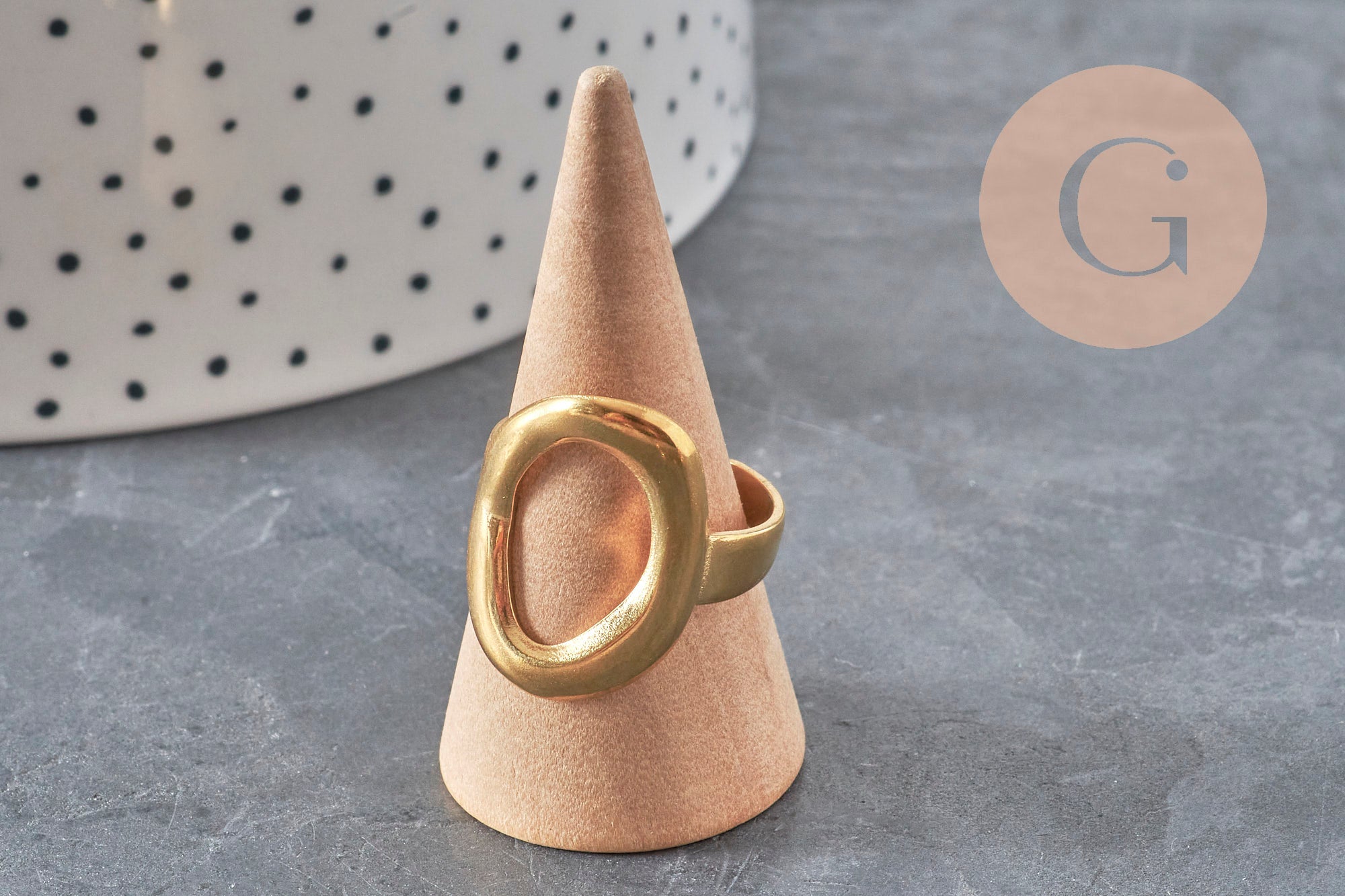 Gingerlily Bague ovale G11154 acier inoxydable doré taille 57