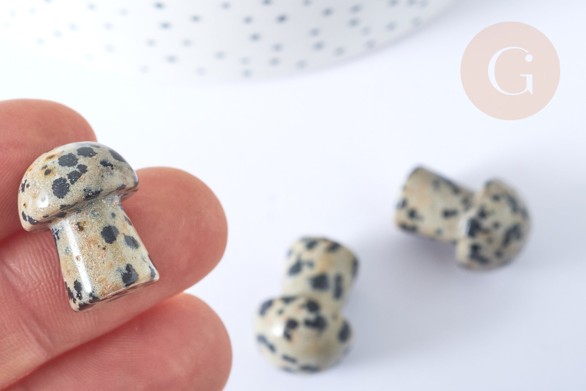 Gingerlily Pierre champignon jaspe dalmatien 20mm x1