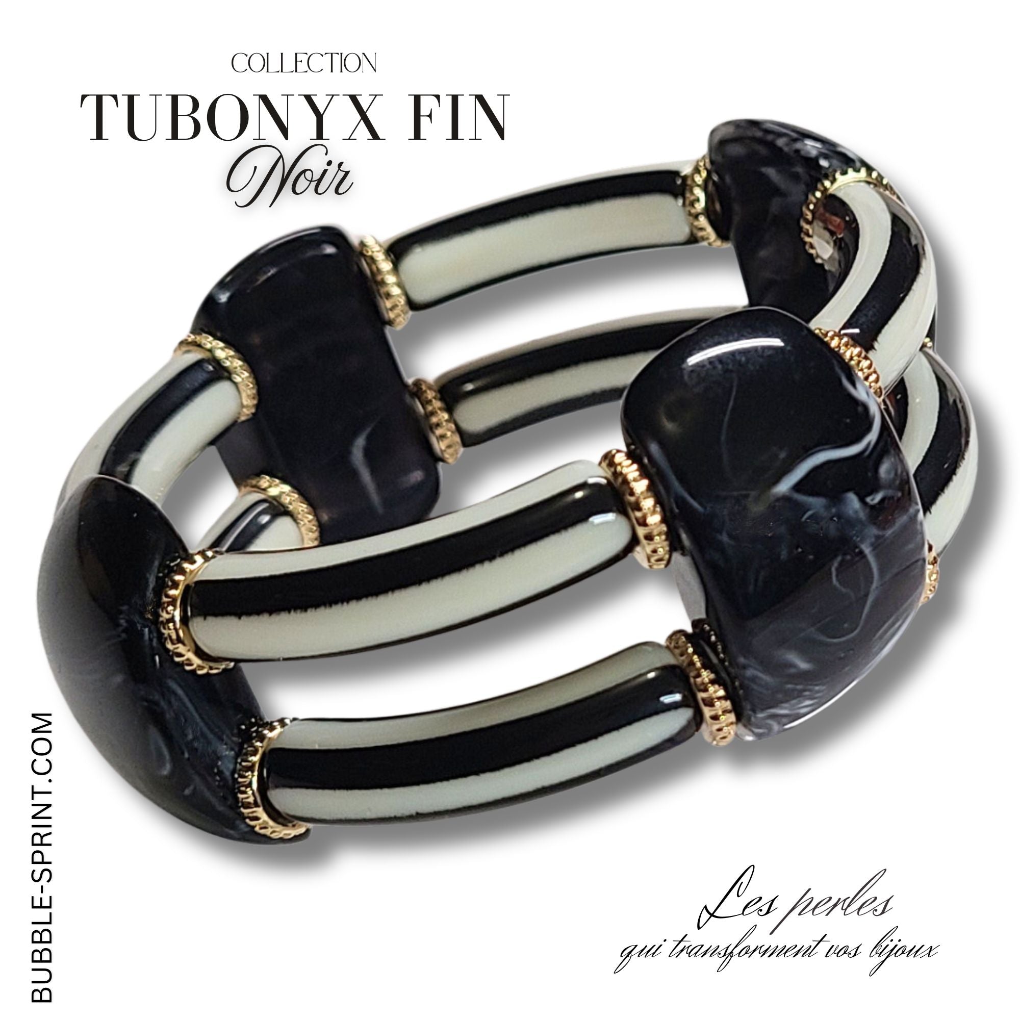 ARTSHOP Tubonyx bracelet noir monté 6 cm