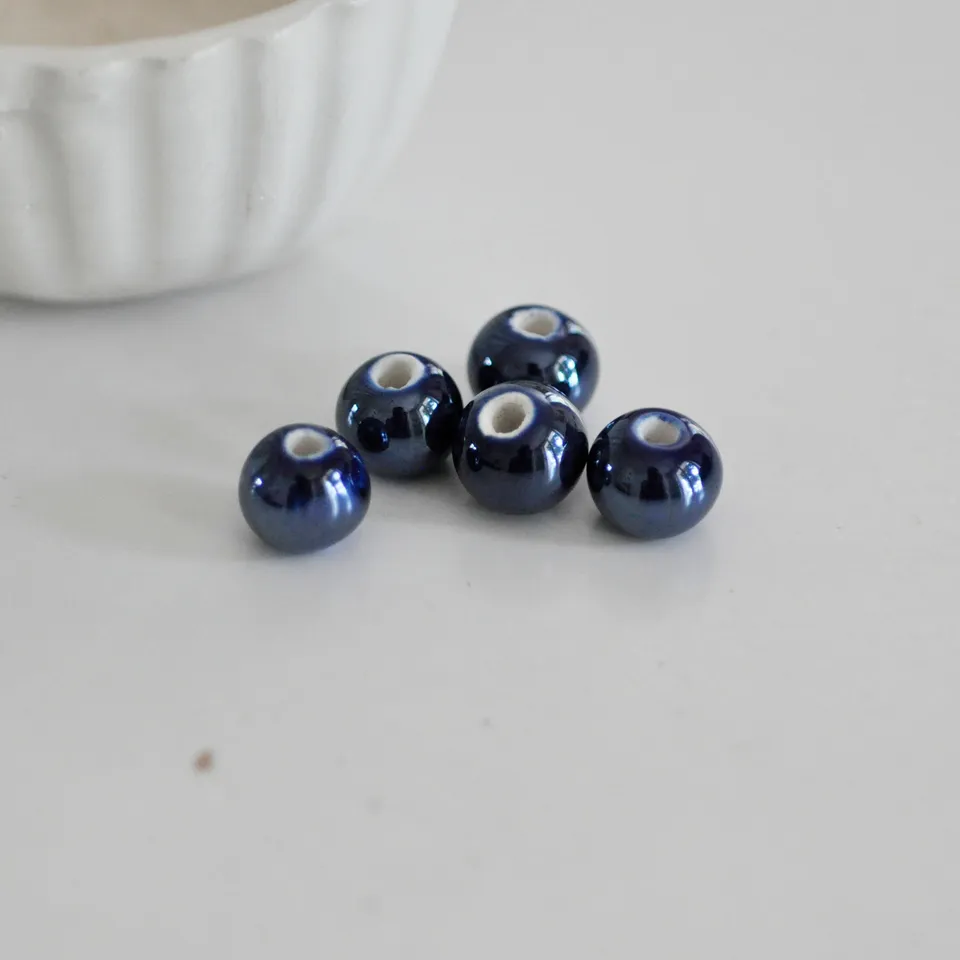 Gingerlily Perles G1368 perle porcelaine bleu irisé 12mm x5