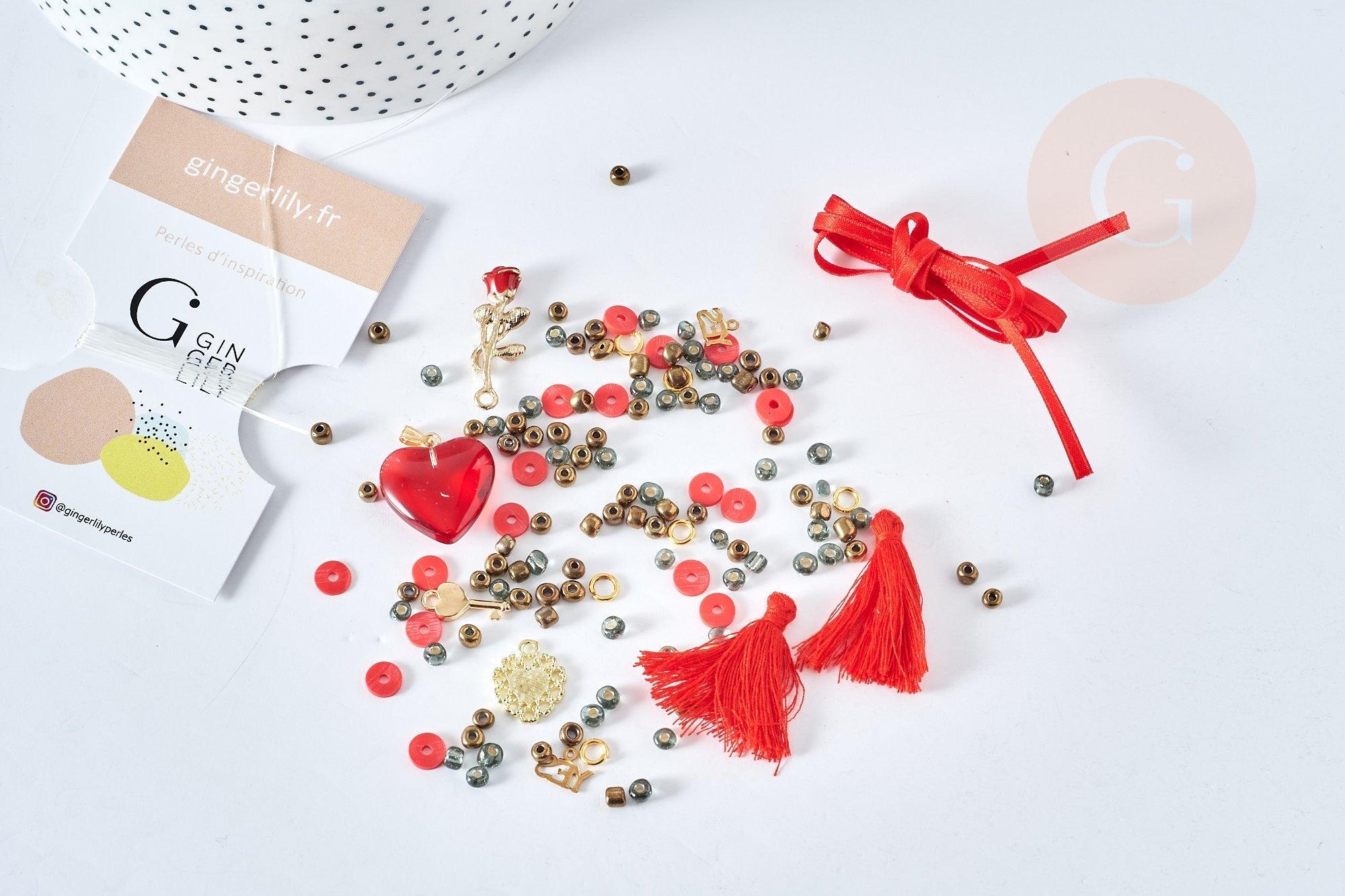 Gingerlily kit perles fruits rouges création bijoux x1