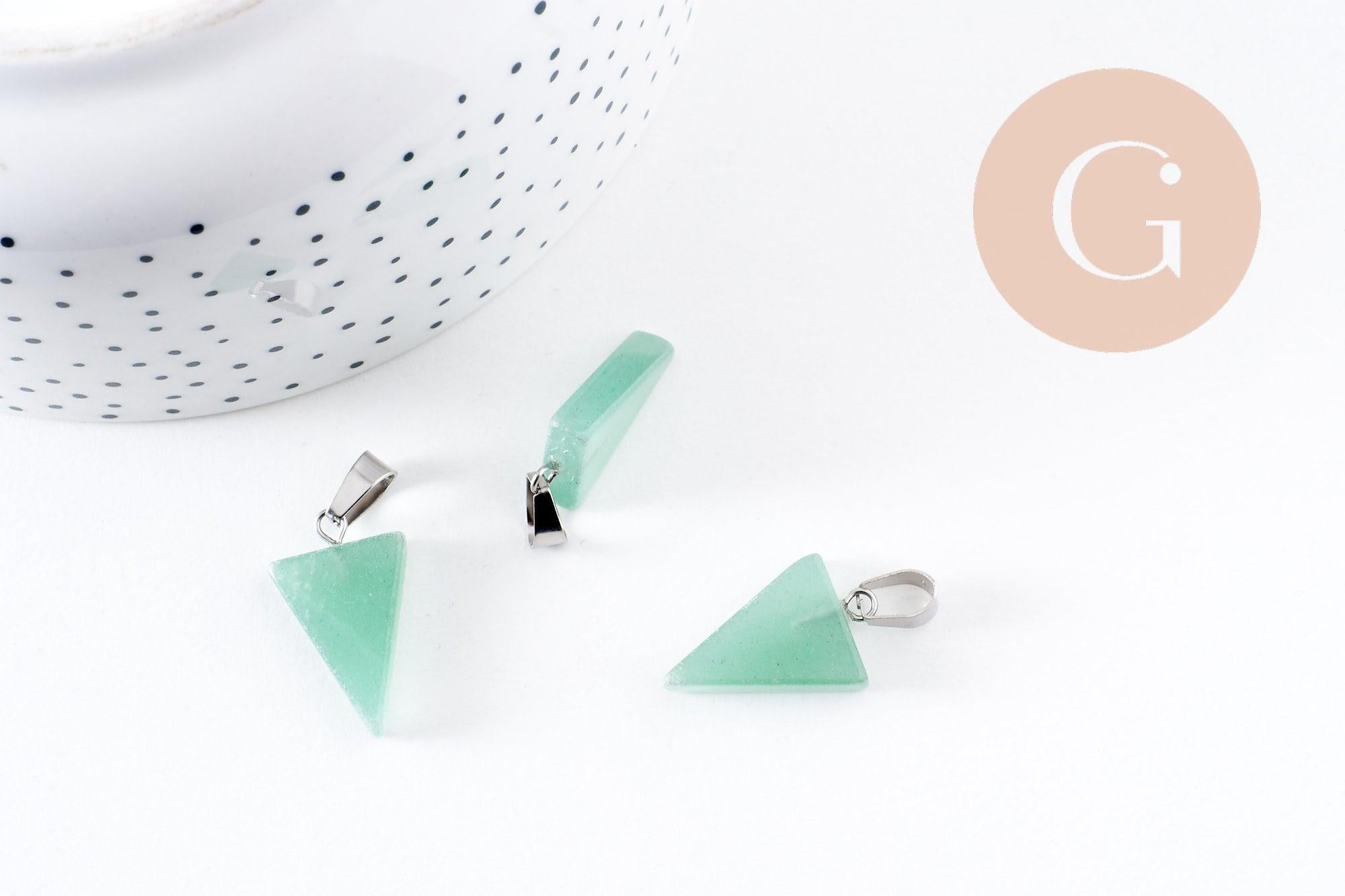 Gingerlily Pendentifs triangle aventurine verte acier 24 mm