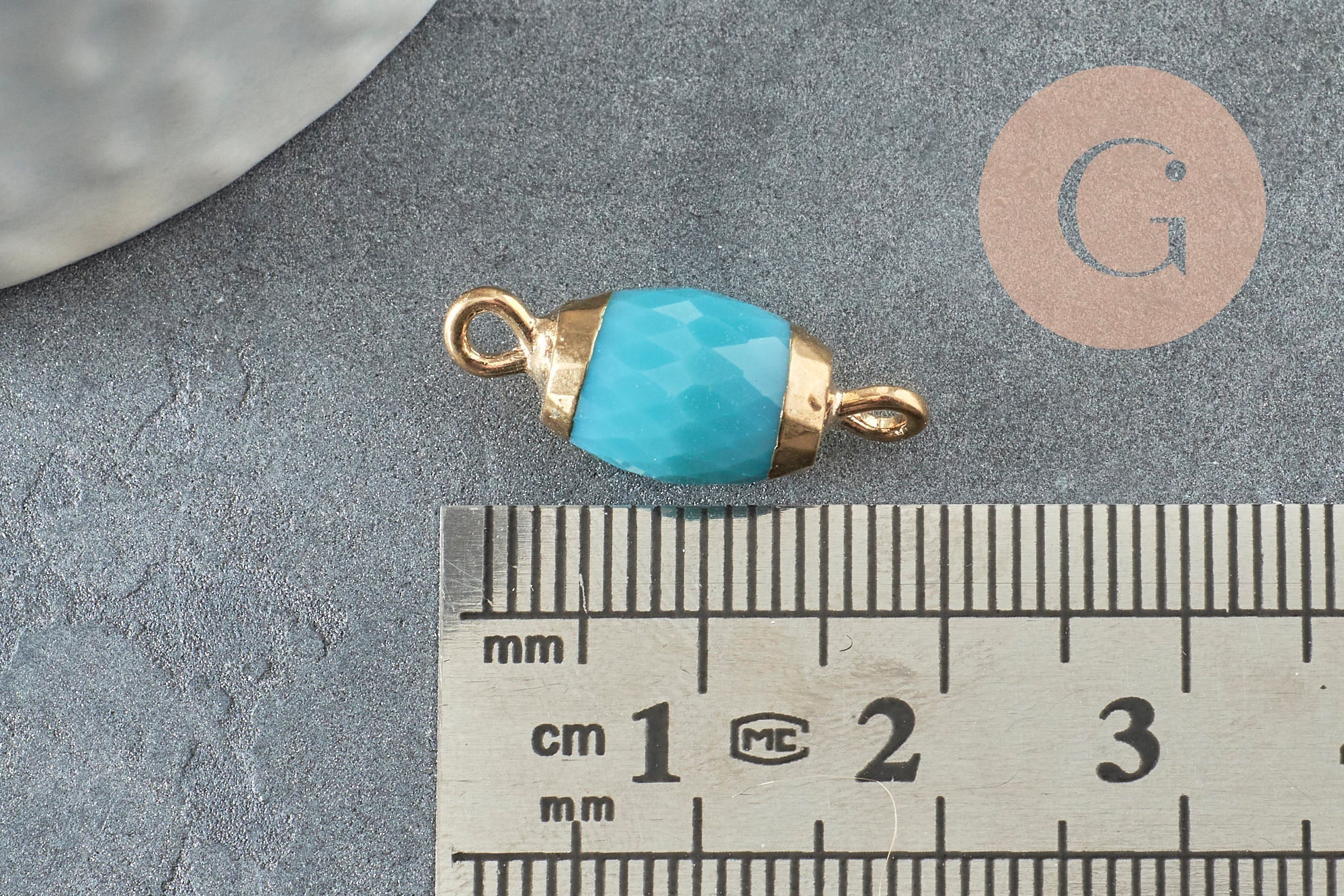 Gingerlily Pendentifs connecteur ovale verre bleu 21mm doré x1