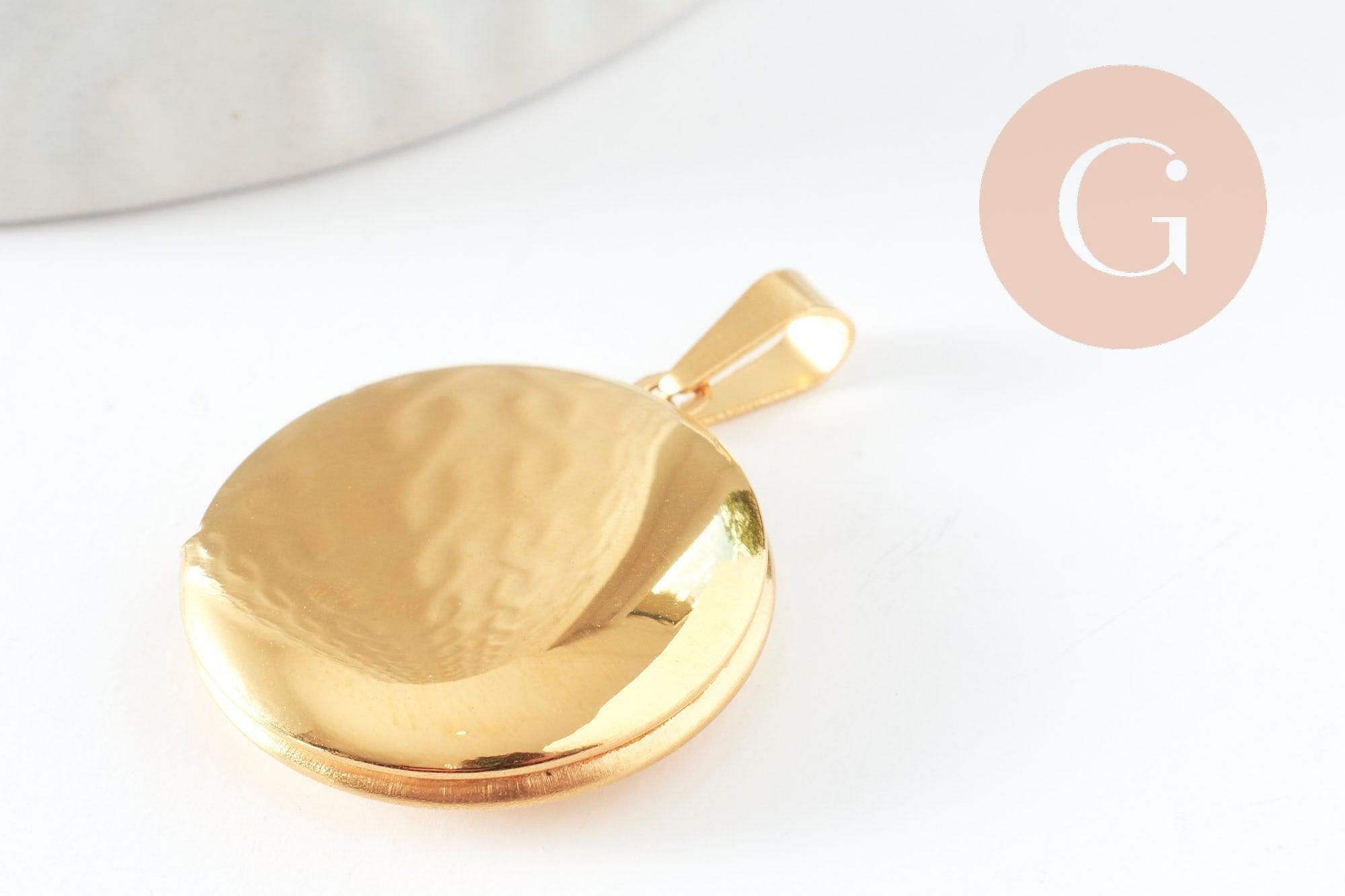Gingerlily Pendentifs G9461 locket rond acier doré 23mm x1