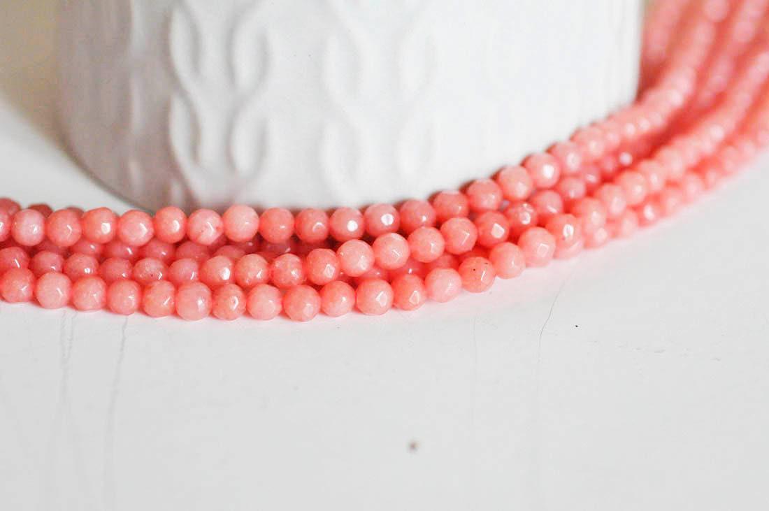 Gingerlily Perles jade rose rodochrosite perle facette 4mm fil