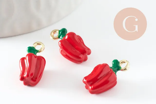 Gingerlily Poivron G9501 breloque émail rouge 18mm x1