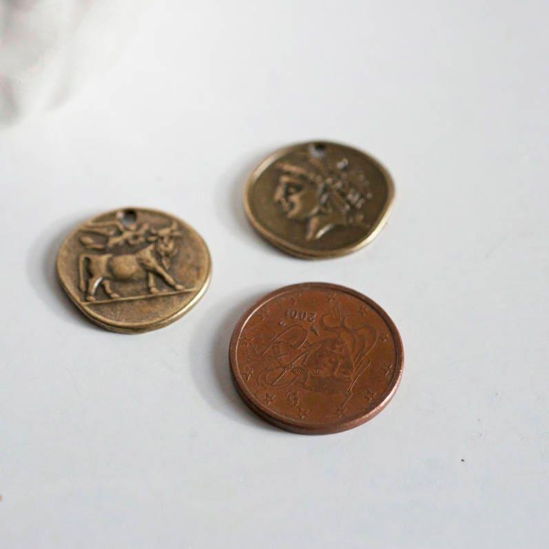 Gingerlily Médaille romaine bronze 19mm zamac lot 5 breloques