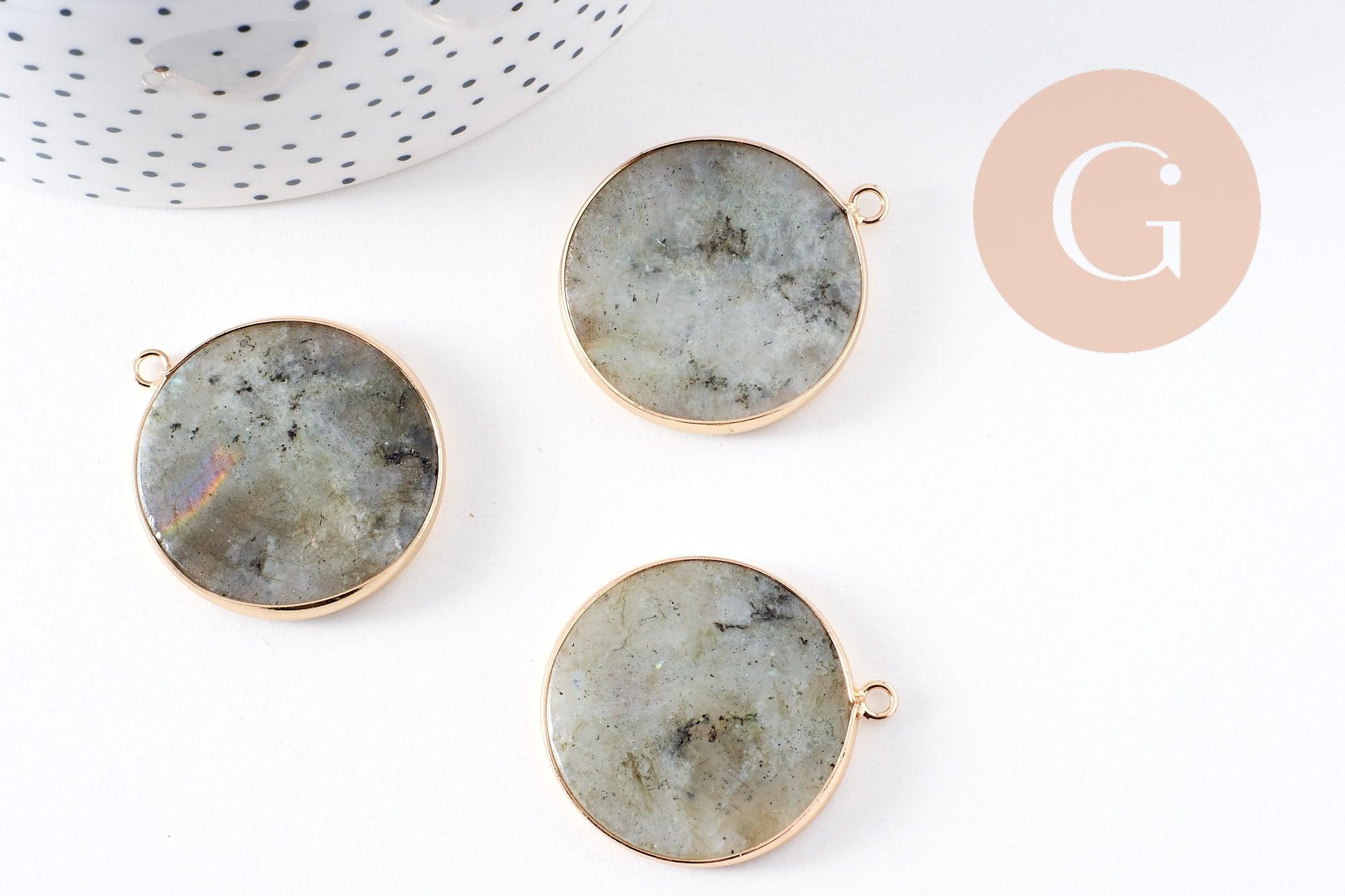 Gingerlily pendentif labradorite pendentif rond laiton doré 35mm