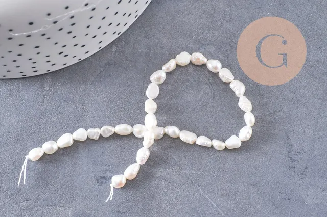 Gingerlily Perles keshi G10540 eau douce 5-6mm fil 18cm