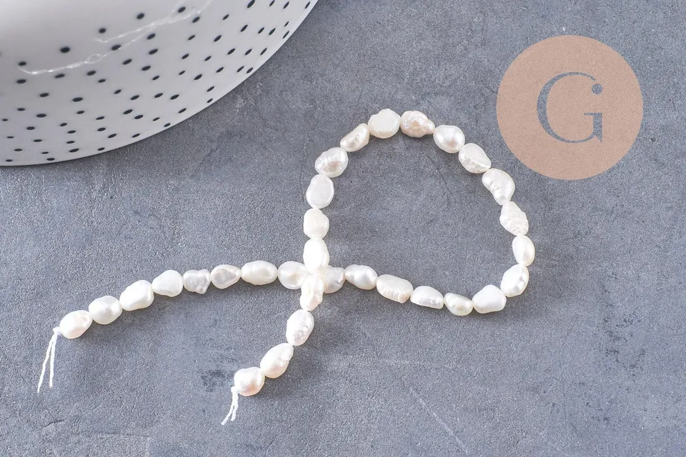 Gingerlily Perles keshi G10540 eau douce 5-6mm fil 18cm