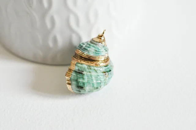 Gingerlily Pendentifs DIY G0609 coquillage vert doré 25mm