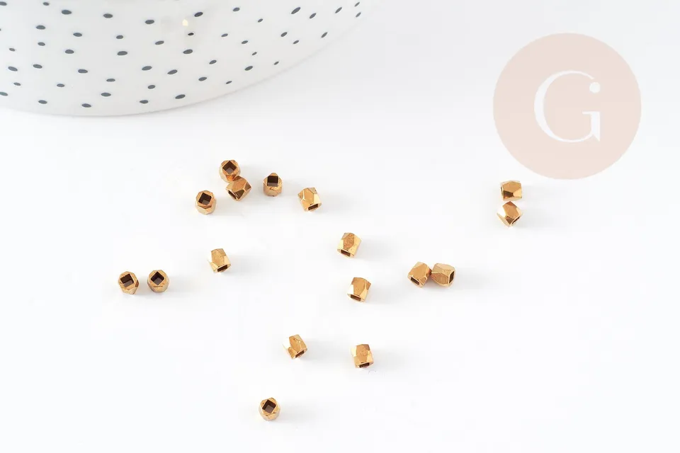 Gingerlily Perles Intercalaires Facettées Laiton Brut 2,5 mm x50
