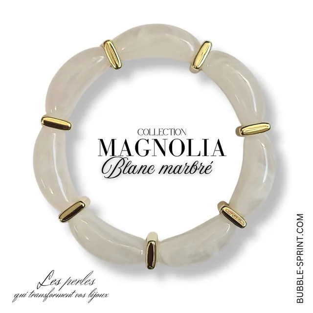 Artshop Magnolia kit bracelet Blanc marbré acrylique