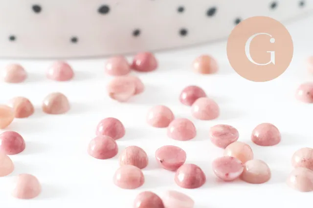 Gingerlily Rhodonite cabochon rond 4mm pierre naturelle rose