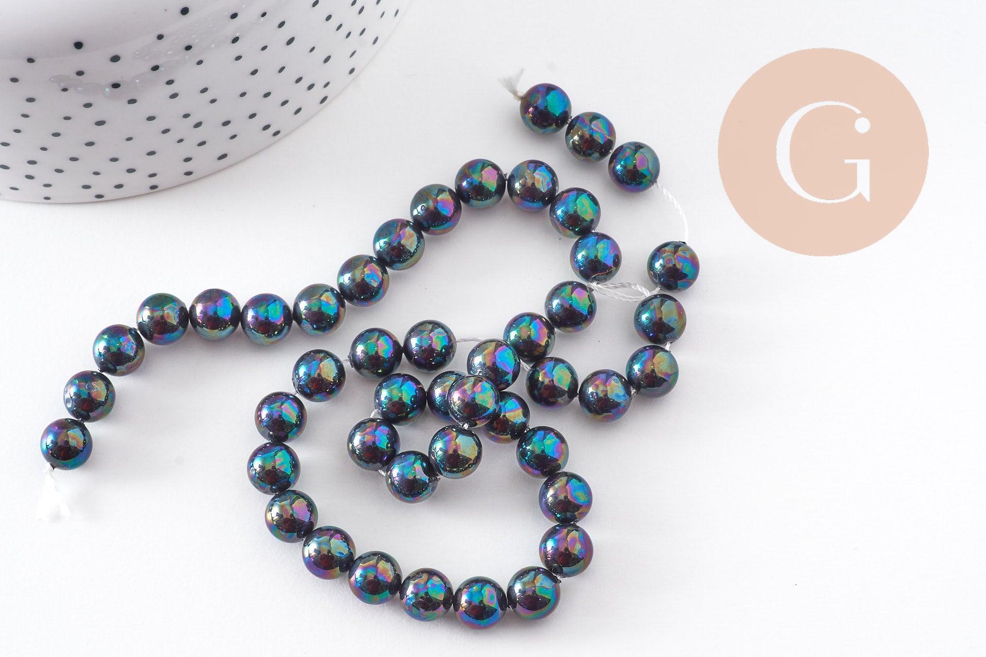 Gingerlily Perles G10912 perles nacre noire 8 mm fil 40 cm