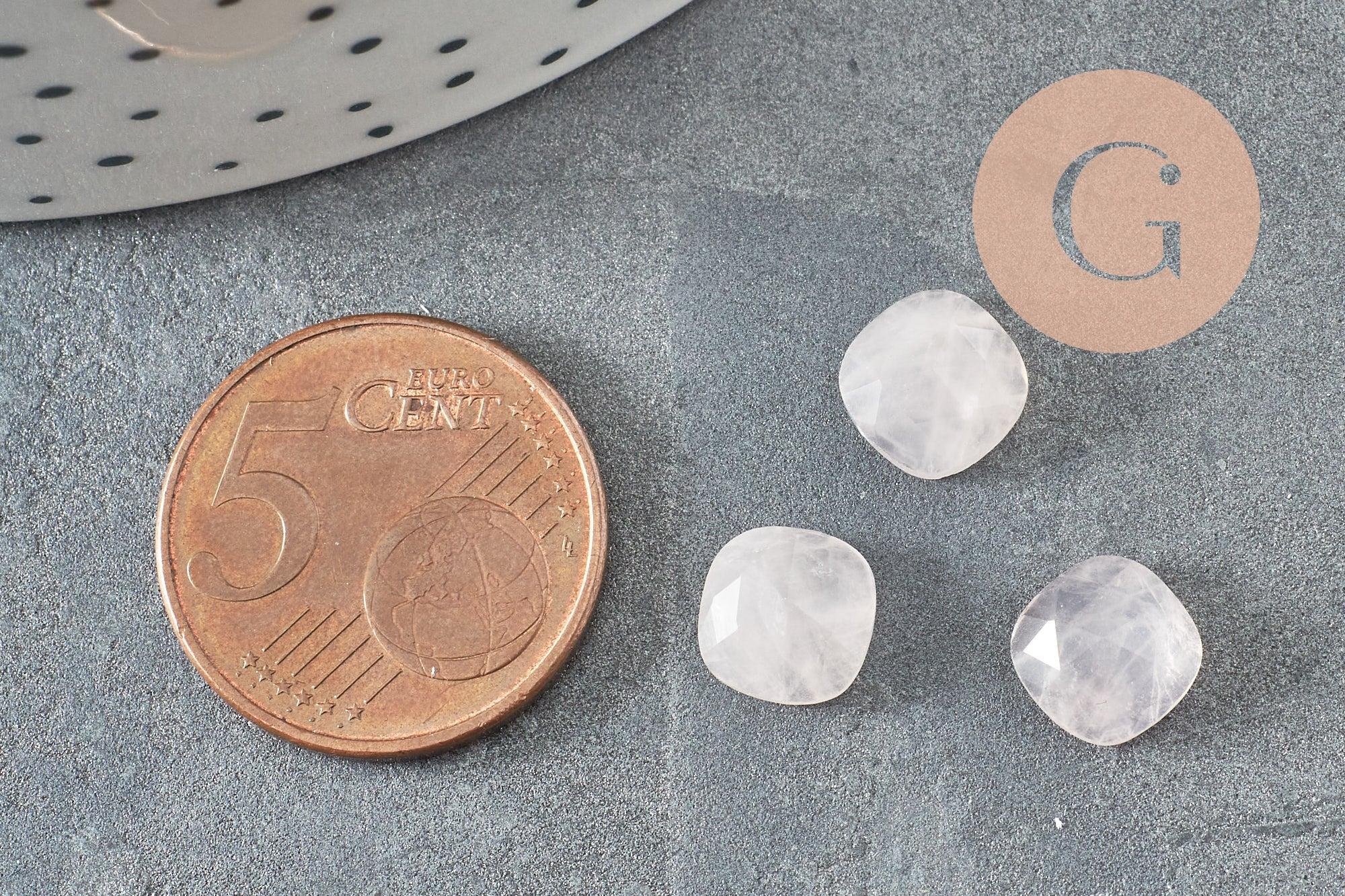 Gingerlily Perles G9682 cabochon carré quartz rose 8x8mm x1