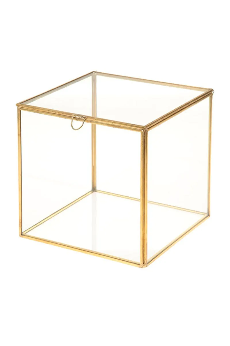 Gingerlily Boîte bijoux verre carrée doré 18 cm