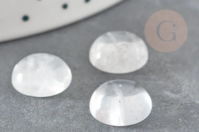 Gingerlily Cabochon rond cristal de roche naturel 12mm x1