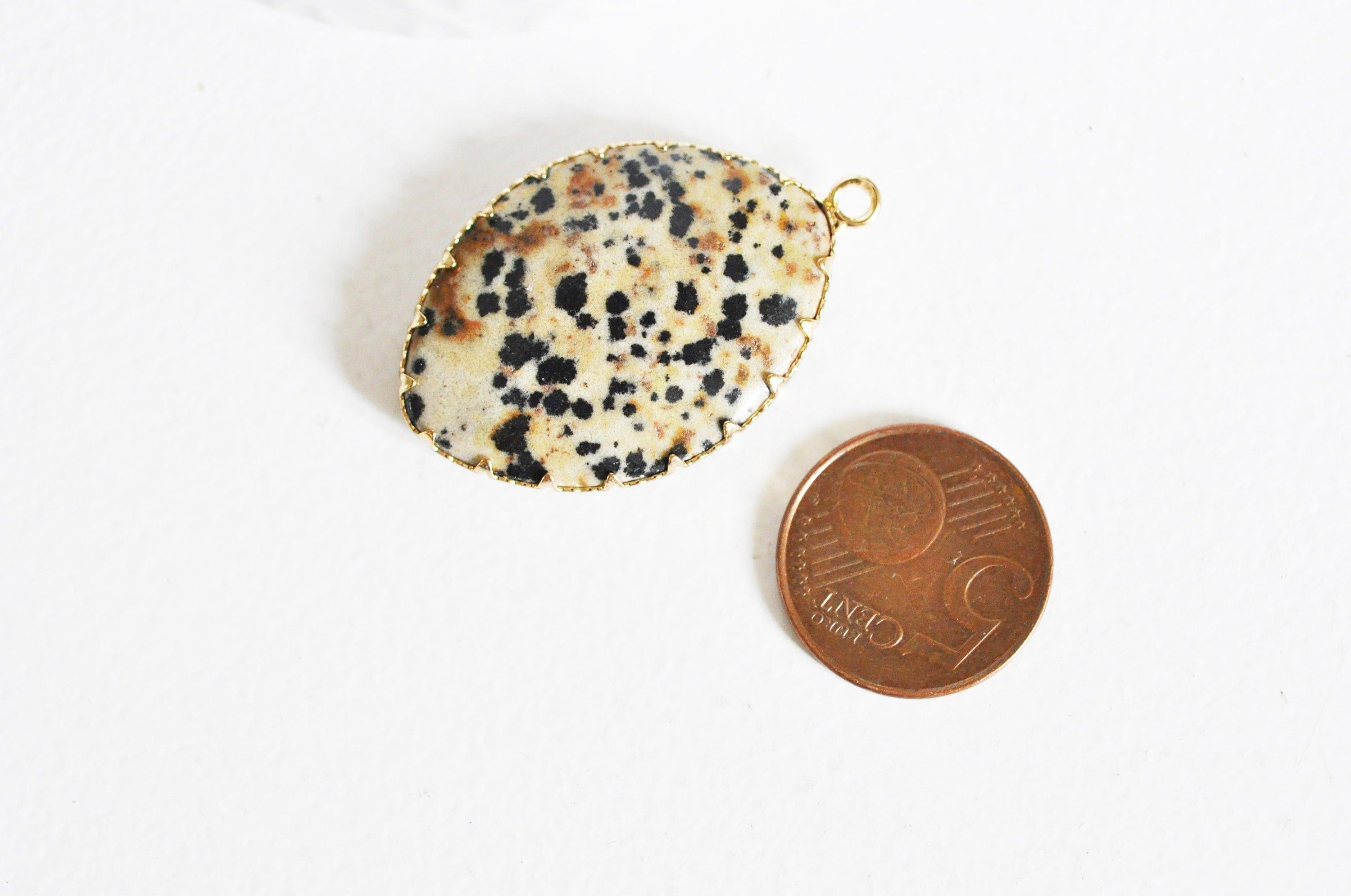 Gingerlily Pendentifs pendentif goutte jaspe dalmatien 40mm G9064