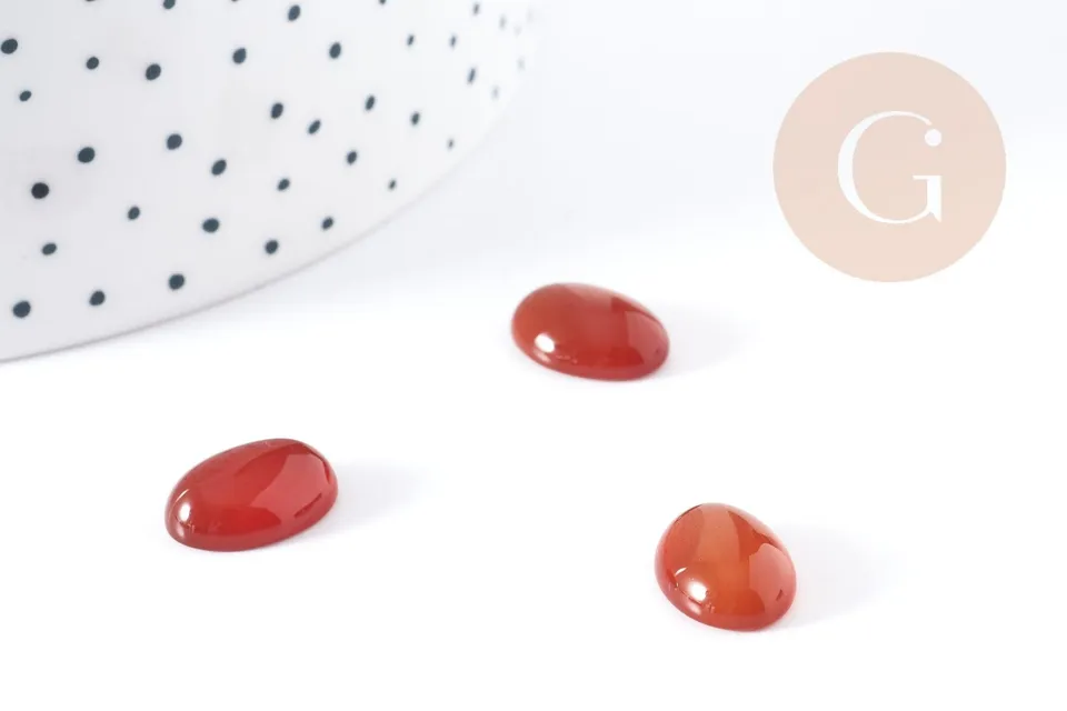 Gingerlily cabochon ovale agate marron-orange 14x10mm x1