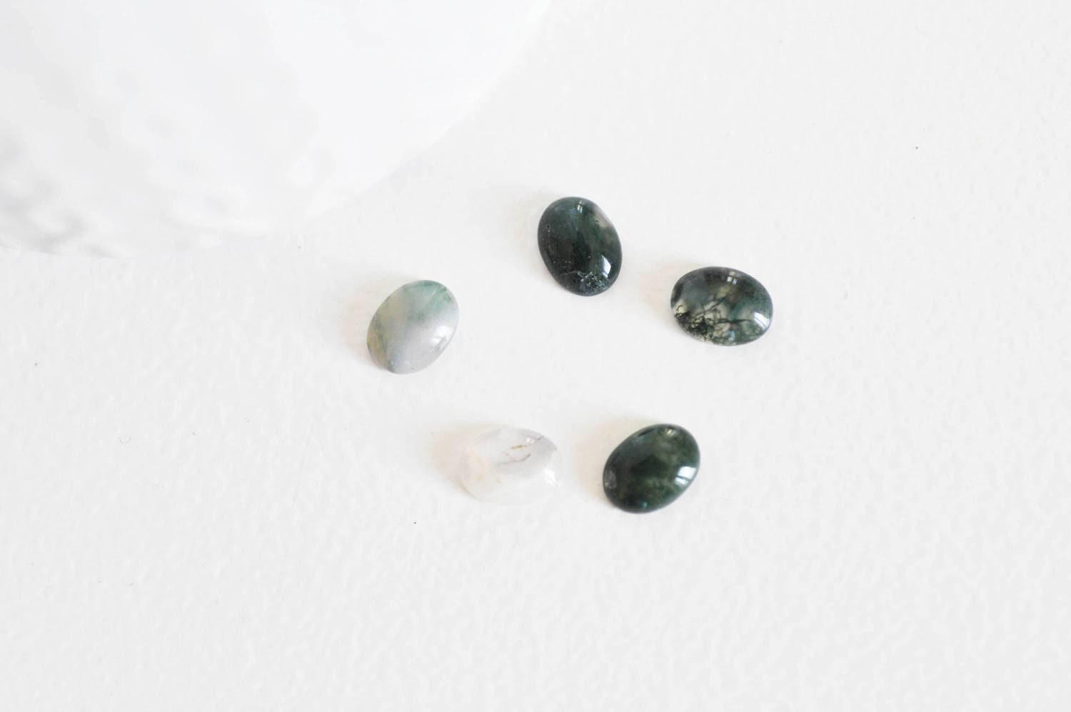 Gingerlily G282 cabochon agate verte ovale 10x14mm