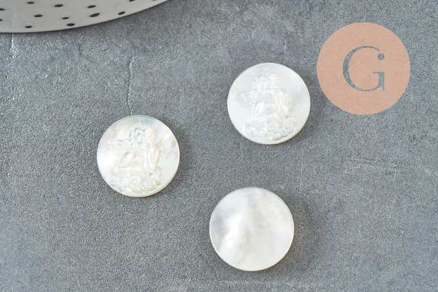 Gingerlily Pierres G9626 cabochon ange nacre blanche 14mm