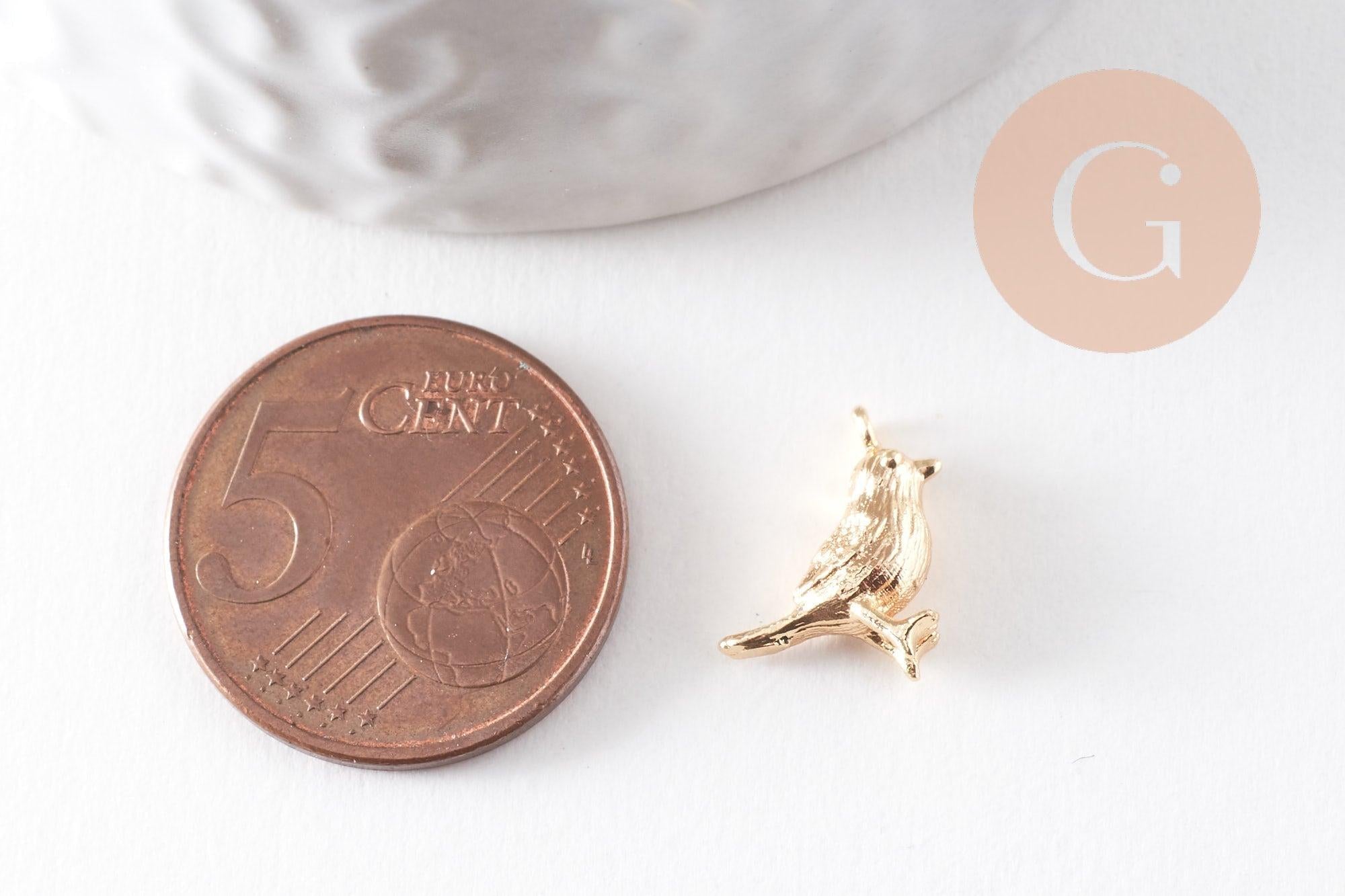 Gingerlily Pendentifs G10046 pendentif oiseau doré 18K 12.5mm x2