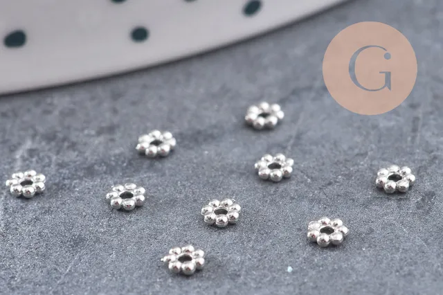 Gingerlily Perles DIY G10856 intercalaire fleur acier platine 3mm x10