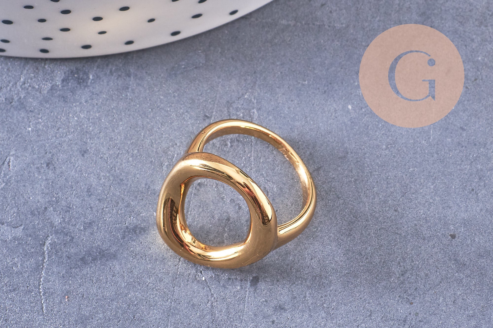 Gingerlily Bague cercle G10588 acier doré taille 57 x1