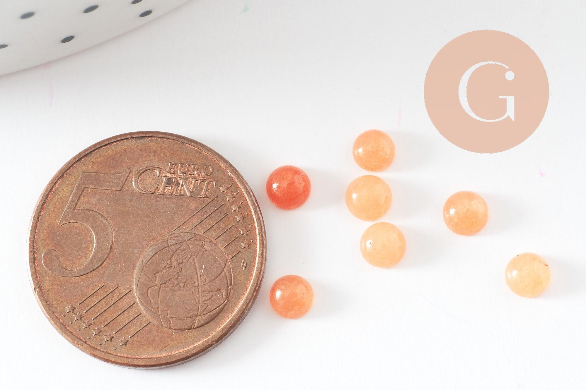 Gingerlily Cabochon jade orange rond 4mm pierre naturelle x1