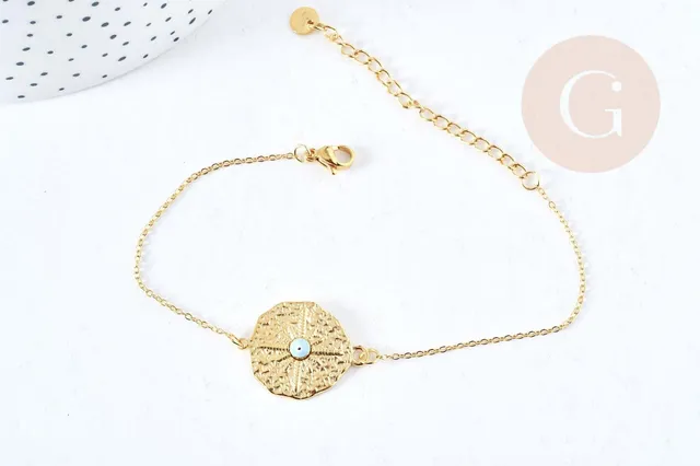 Gingerlily bracelet médaille étoile acier doré 25 cm x1