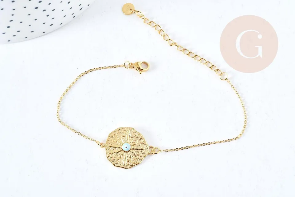 Gingerlily bracelet médaille étoile acier doré 25 cm x1