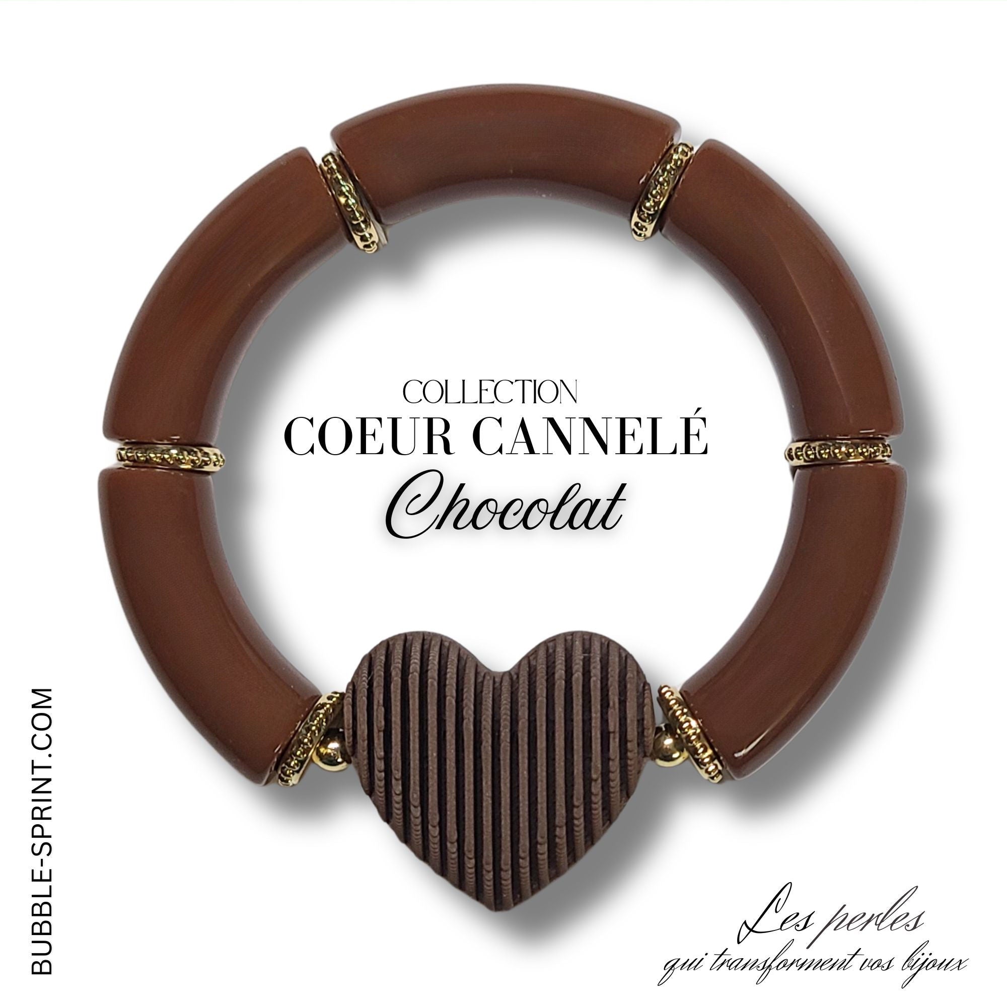 ARTSHOP Coeurs Cannelés bracelet chocolat monté