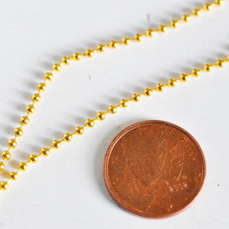 Gingerlily Perles G1661 chaîne boule dorée 1,5mm 40cm