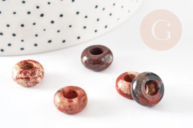 Gingerlily Perles G9211 rondelle donut jaspe marron 14mm x2