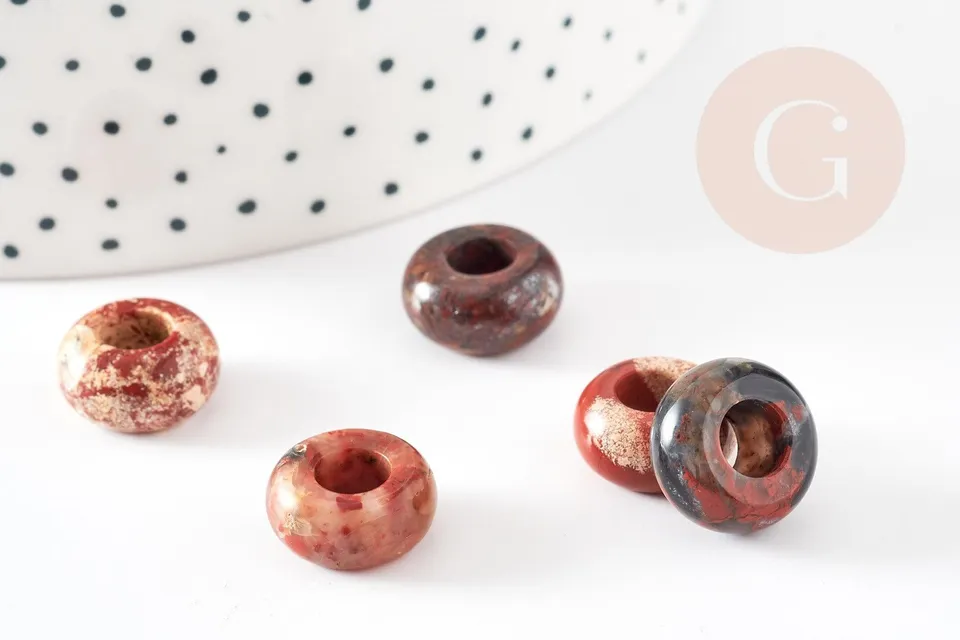 Gingerlily Perles G9211 rondelle donut jaspe marron 14mm x2