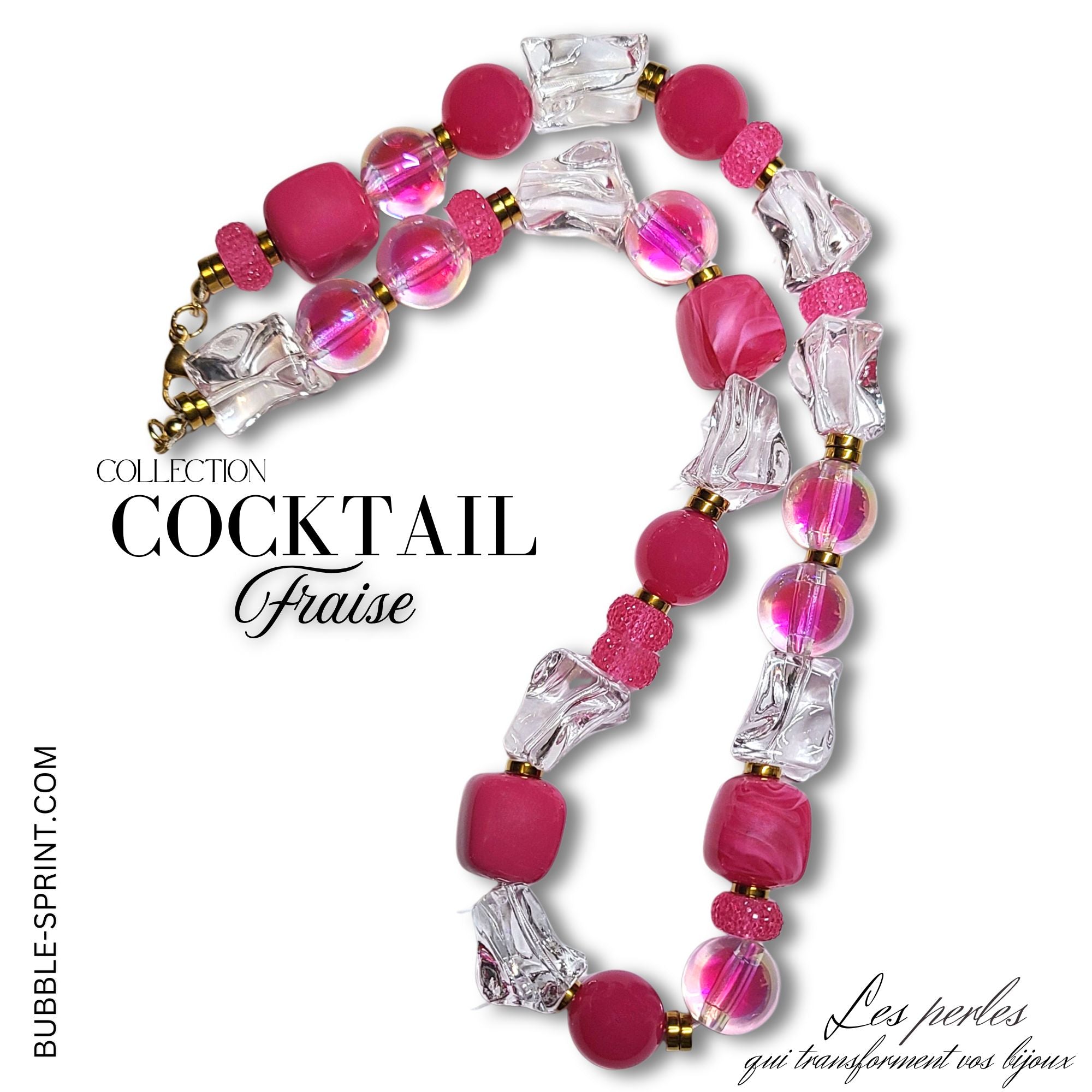 ARTSHOP Cocktail collier Saveur Fraise 52 cm kit à monter