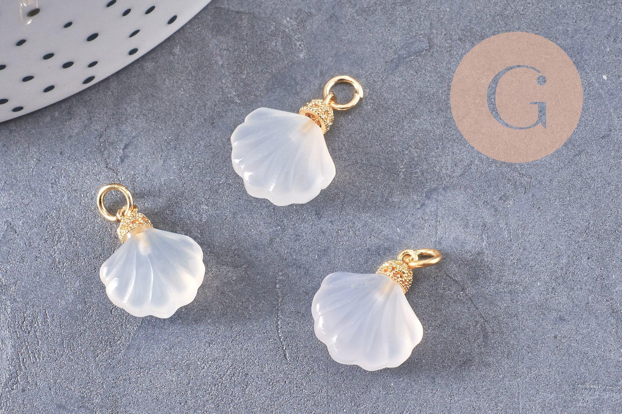 Gingerlily Pendentifs G10395 coquillage agate blanche 17,5mm