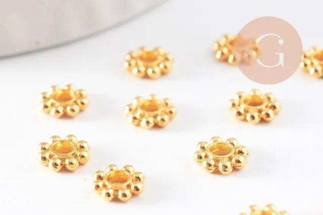 Gingerlily G10093 perles rondelles fleurs doré 5mm x50