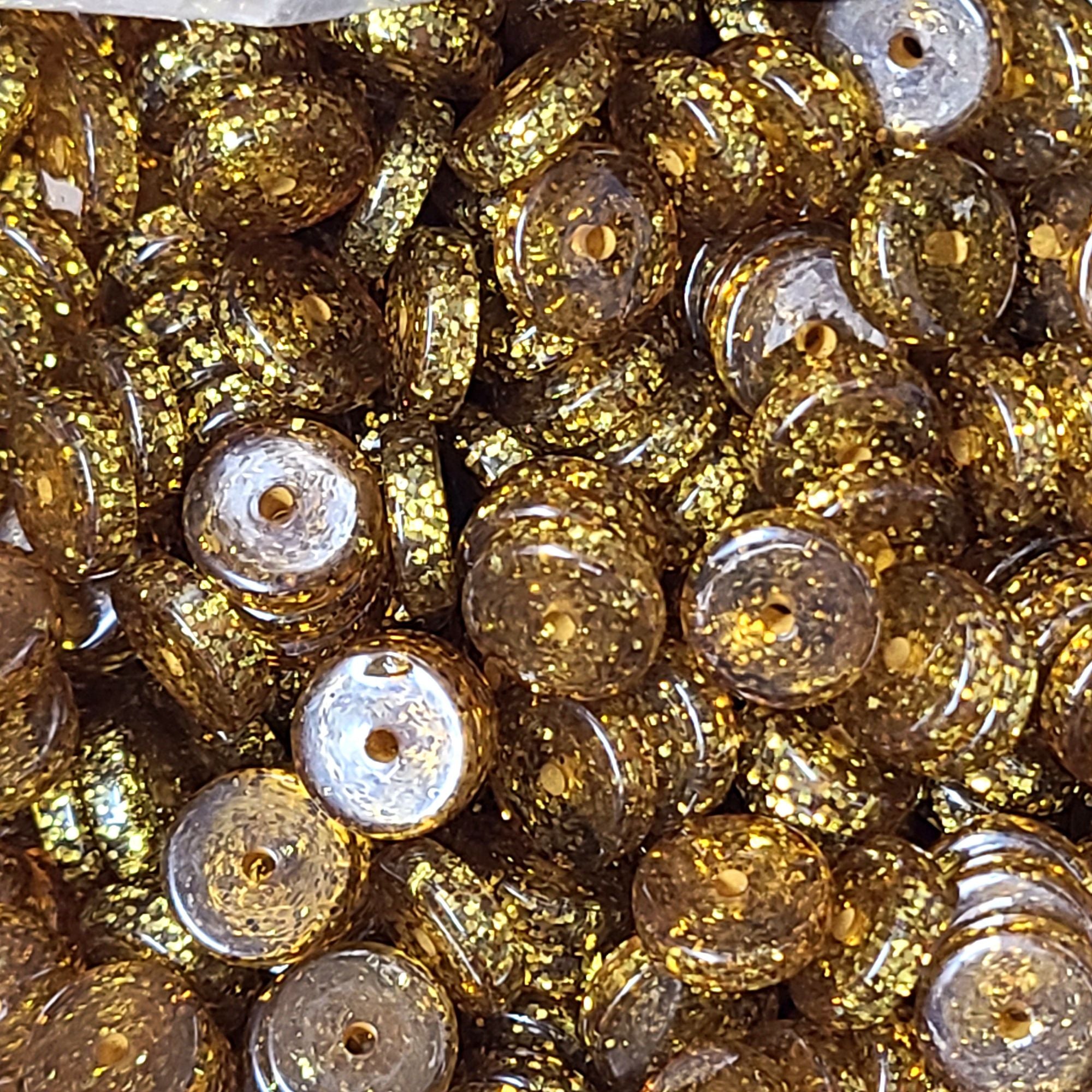 Artshop Séparateurs rondelles résine glitter doré 10mm